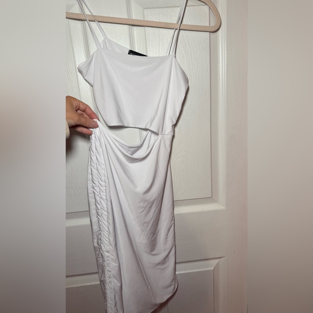 PRETTYLITTLETHING white slinky cut out dress